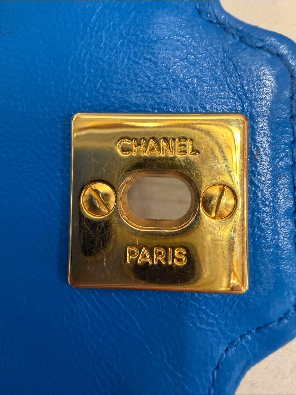 CHANEL Blue Quilted Lambskin Crossbody with Gold Chain - Picture 7 of 13